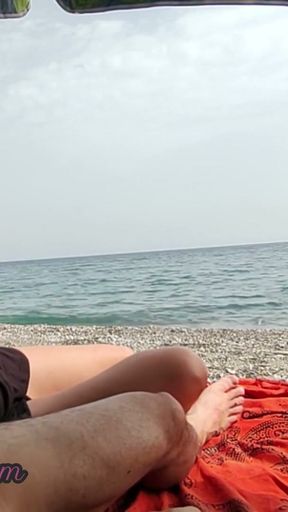 Dick flash - A girl caught me jerking off in public beach and help me cum - MissCreamy   Clip 1