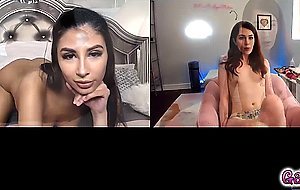 Evelyn fingers herself until she reaches orgasm