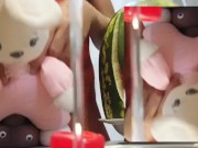 3 happy in red with watermelon and bunny4eyes
