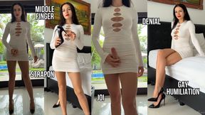 Strapon, gay humiliation, JOI, middle finger, denial