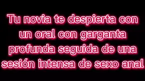 ASMR - Your girlfriend wakes you up with a deepthroated oral