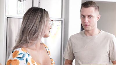 Stepmom Mandy Rhea & Molly Little team up to dominate shy neighbor in hot threesome