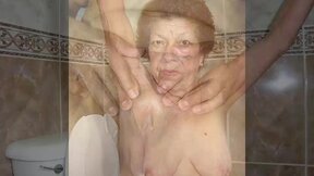 HELLOGRANNY Big unshaved nipples on big old hanging tits