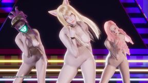 [mmd] Ive - Kitsch Ahri Akali Seraphine Sexy Naked Dance League of Legends Uncensored Hentai 4K 60fps