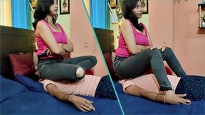 Watching TV on Her Husband's Face: Mistress Ritika's Heavy Denim Face Sitting