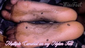 HD | Teen Nylon Footjob and Solejob + Extreme multiple Cumshot | Mia Delane
