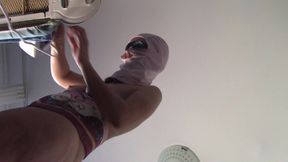 Sexy woman does naked cleaning. Hot hairy Latin hair, big, big ass. Hot woman massages her hairy.