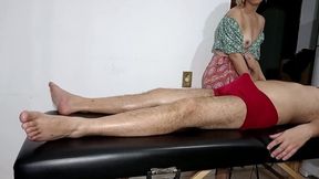 He Managed To Take Off The Masseuses Clothes And Convince Her To Give Him A Blowjob And Sit On Him