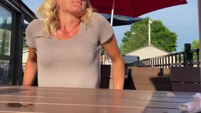 Sexy Milf Kara Wears Remote Vibrator and Butt Plug and Cums at Public Restaurant—CumPlayWithUs2