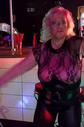 Granny Shows off Her Sexy Outfit in a Bar