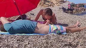 Strapon Fuck Her Boyfriend On Public Beach. Pegging Amateur, Anal Plug, Fingering, Femdom