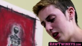 Cute tattooed emo twink Austin Hill gets anally pounded by a huge dick