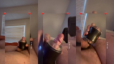 Toy play with cum shot! Male moaning