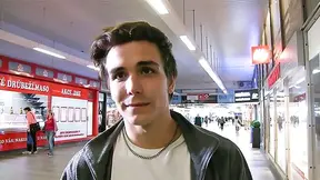 Charming brunette guy takes a huge facial right here
