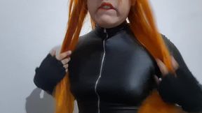full version: big tits trap black widow in leather bodysuit and nosehook eating cum, deepthroat and gagging after blowjob to dildo