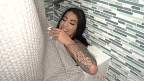 Stepbro pounds tattooed stepsis Mia Martinez in the bathtub