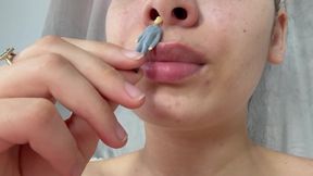 My Giantess stepsister has a nose fetish and puts tiny stepbrother in her nose as punishment and plays with him