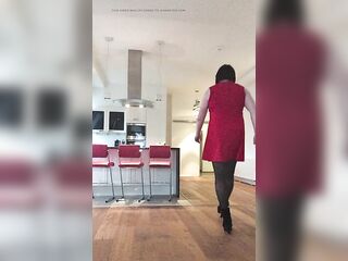 Nicki-Crossdress hot red Costume, Hose with Hearts and High-Heels