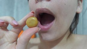 Latina stepsister sucks candy and does tongue fetish then mouth and teeth fetish while sucking candy