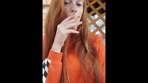 Redhead smoking