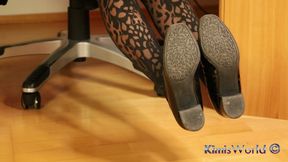 Leopard Tights & Black Pumps - Slow Shoeplay & Dangling Seduction