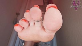Vicky toys with your tiny body using her Giantess toes
