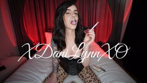 Smoking VS120s Wearing Leopard Nylons