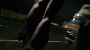 Indian Exhibitionist Nude in Public City Road