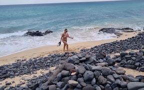 Fucking with Peeping Tom Alarm!!! Tourist Films Me Naked at the Beach!