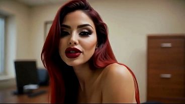 Long-Legged Redhead in Black Mini: Doggy, Missionary &amp_ Cumshot AI Generated