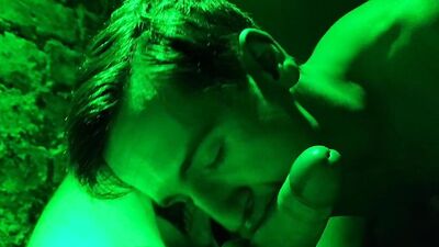 While sex sauna cruising young twink found a juicy dick in a neonlight room to suck the cum out
