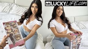 Violet Myers's big tits action by Mr Lucky VIP