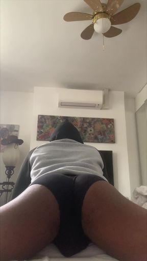 Watch Me Practice Pillow Humping & Twerking From Behind with Cock and Balls Showing Through Underwear