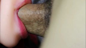Very Close-up of Plunging a Penis Into a Wet Mouth