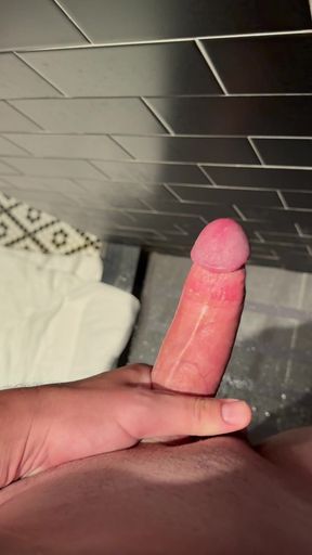 Blowing a nice big load on the wall, watch it slide down!