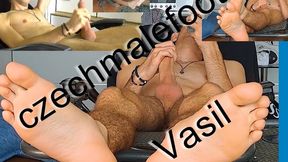 Barefoot Ukrain hot twink Vasil foot worship and cum
