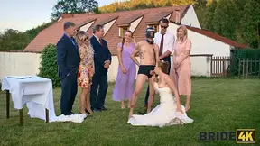 BRIDE4K  Wedding ritual sex with sexy blonde bride, dogging and wax play