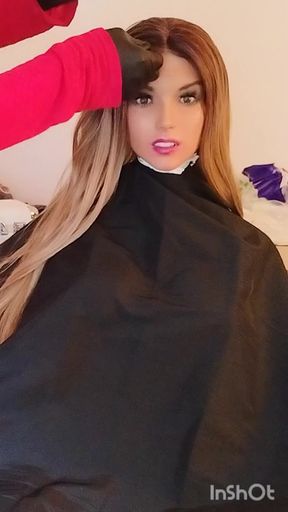 Emma's black haircutting cape show