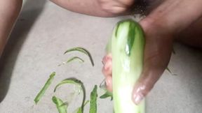 A Huge Cucumber in My Pussy. Fucking With Cucumber.