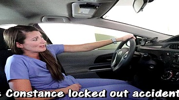 Nurse Constance pissing her nurse uniform scrubs