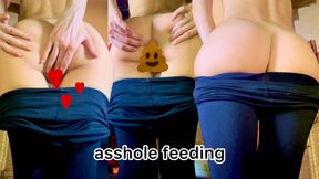 ASSHOLE feeding for TOILET slave & anus flex