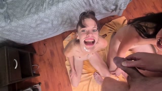 2 girls drinking my piss with their mouths held open with lip retractors