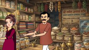 Cartoon video of Swati and shopkeeper Ramu's funny sex. Big cock fucking.