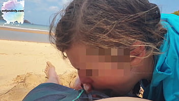 Blowjob and deepthroat on a sunny beach - ENFJandINFP