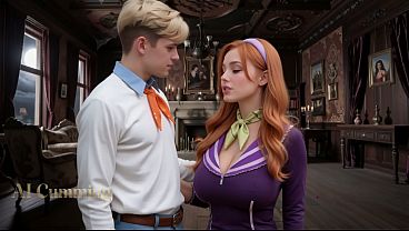 Fred and Daphne have some fun while the team searches for the ghost (AI generated)