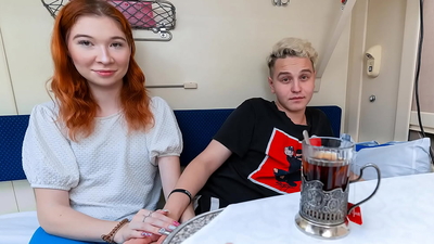 VIP4K. Young redhead does anal for a strangers attention in the train