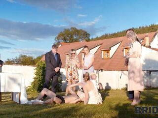 BRIDE4K. Hawt bride with natural melons is having a kinky sex with a groom clothed up as a hound