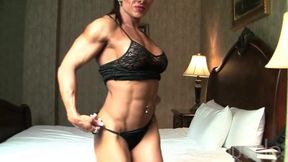 Sexy Female Bodybuilder With Amazing Body Poses in Lingerie