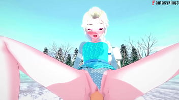 Slutty Snow Queen gets ravaged by giant cocks on bare ice