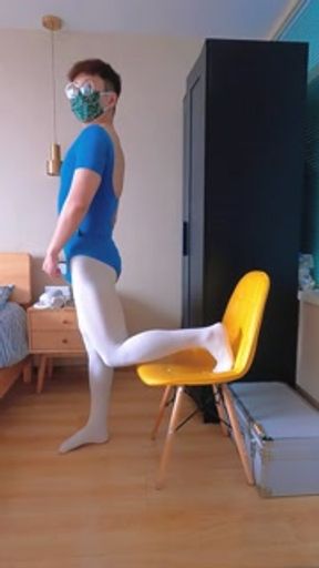 Twink in ballet suit masturbates and ejaculates